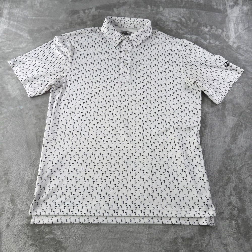 Straight Down Mens Martini Glass Print Golf Polo White Kinsale‎ Golf Club Medium